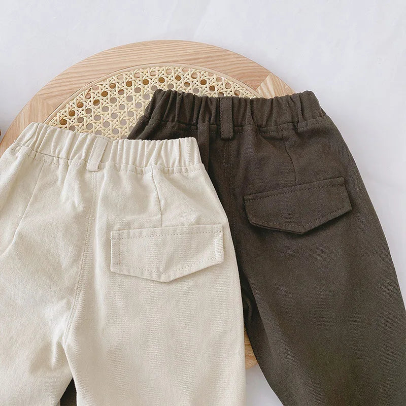 MILANCEL Solid Kids Pants for Boys and Girls Four Seasons Elastic Waist Casual Toddler Baby Trousers Clothes for 1-6 Years