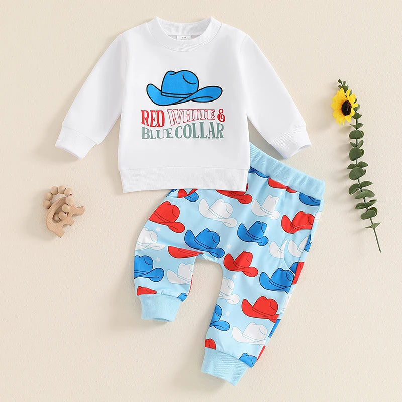 Toddler Infant Baby Boy Autumn 2Pcs Clothes Outfit Long Sleeve Letter Print Jumper Tops Elastic Trouser Set Casual Baby