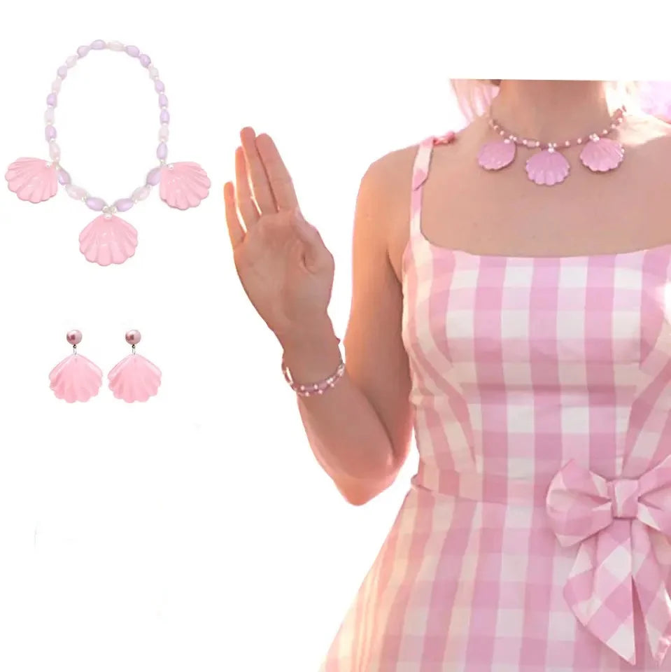 2023 Hot Movie Barbie Costume For Kids Girls Cosplay Pink Plaid Dress Halloween Girl Dress Up Carnival Party Clothes 2-10 Years