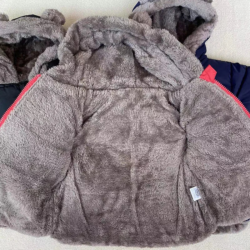 Baby Fleece Warm Clothing Sets Kids Parka Coats Cotton Pants 2Pcs Winter Hooded Thick Jackets Velvet Trousers Boys Girls Suits