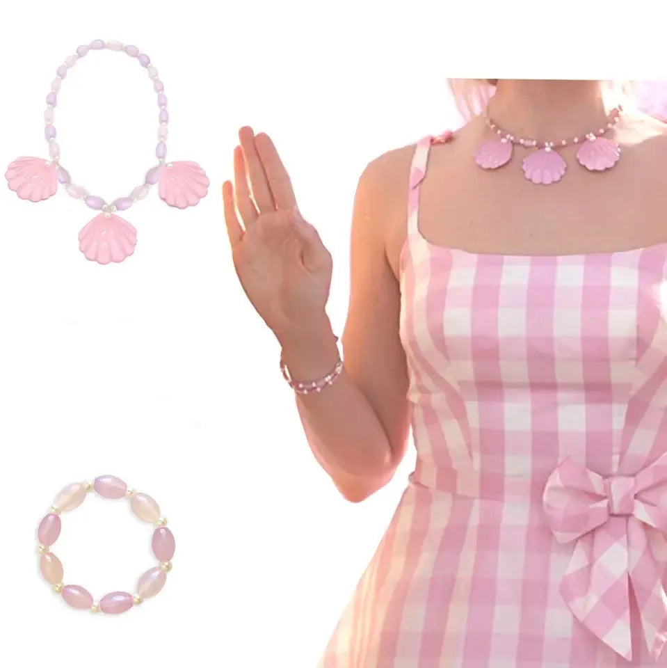 2023 Hot Movie Barbie Costume For Kids Girls Cosplay Pink Plaid Dress Halloween Girl Dress Up Carnival Party Clothes 2-10 Years