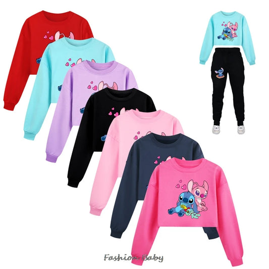 Lilo And Stitch Girl's Loose Hoodie Long Sleeve Baby Boys Girls Tees Kids Children Casual Clothing Sweater hoodie Clothes Gift