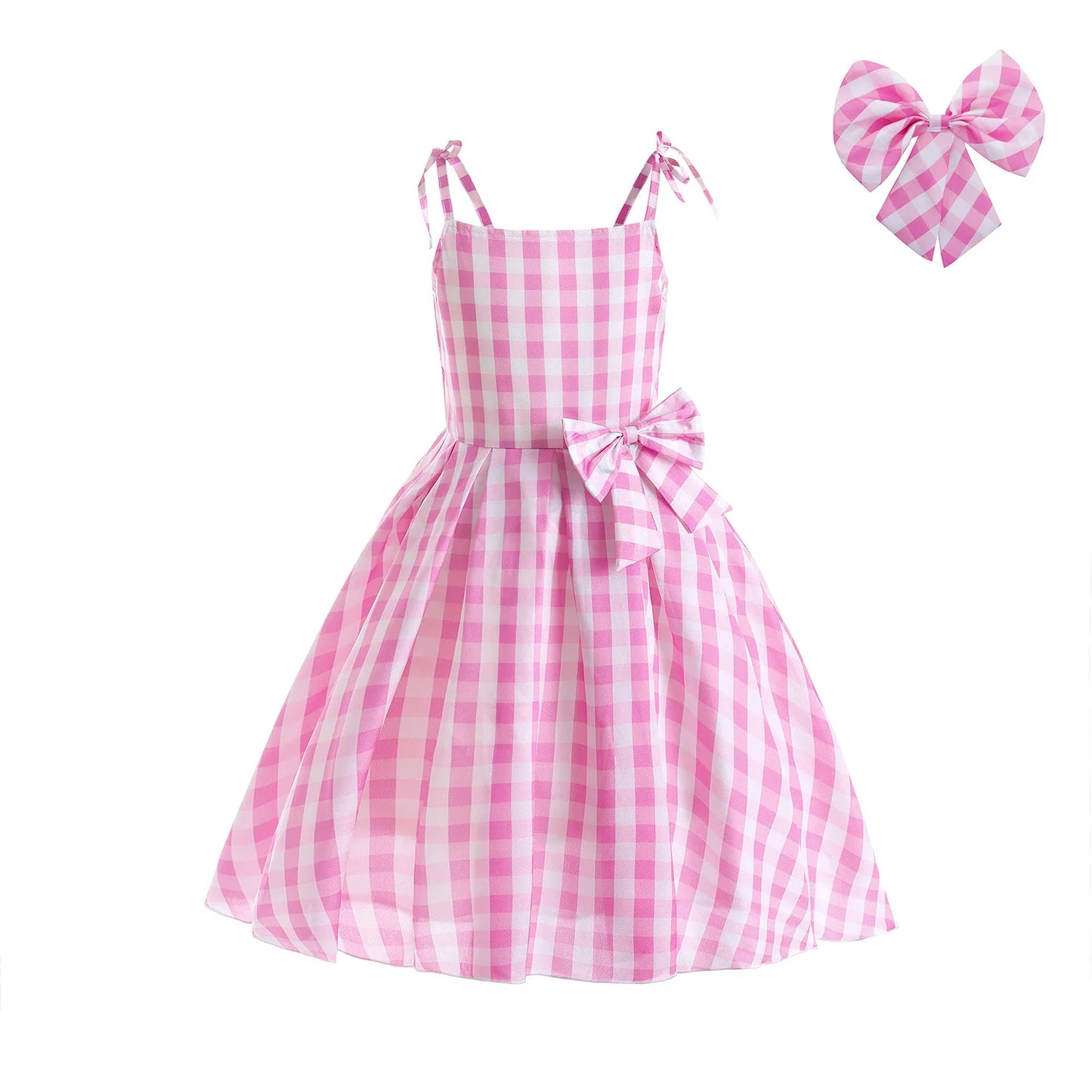 2023 Hot Movie Barbie Costume For Kids Girls Cosplay Pink Plaid Dress Halloween Girl Dress Up Carnival Party Clothes 2-10 Years